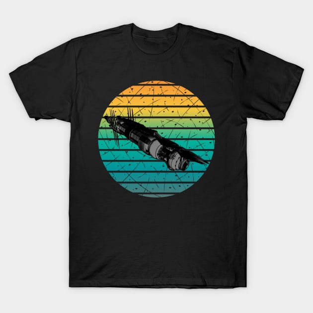 Space Station - Sunset - Black - Sci-Fi T-Shirt by Fenay-Designs